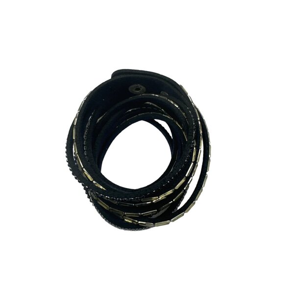 Bohemian Multi-Layer Wrap Bracelet With Crystals & Silver Accents - Picture 4 of 5